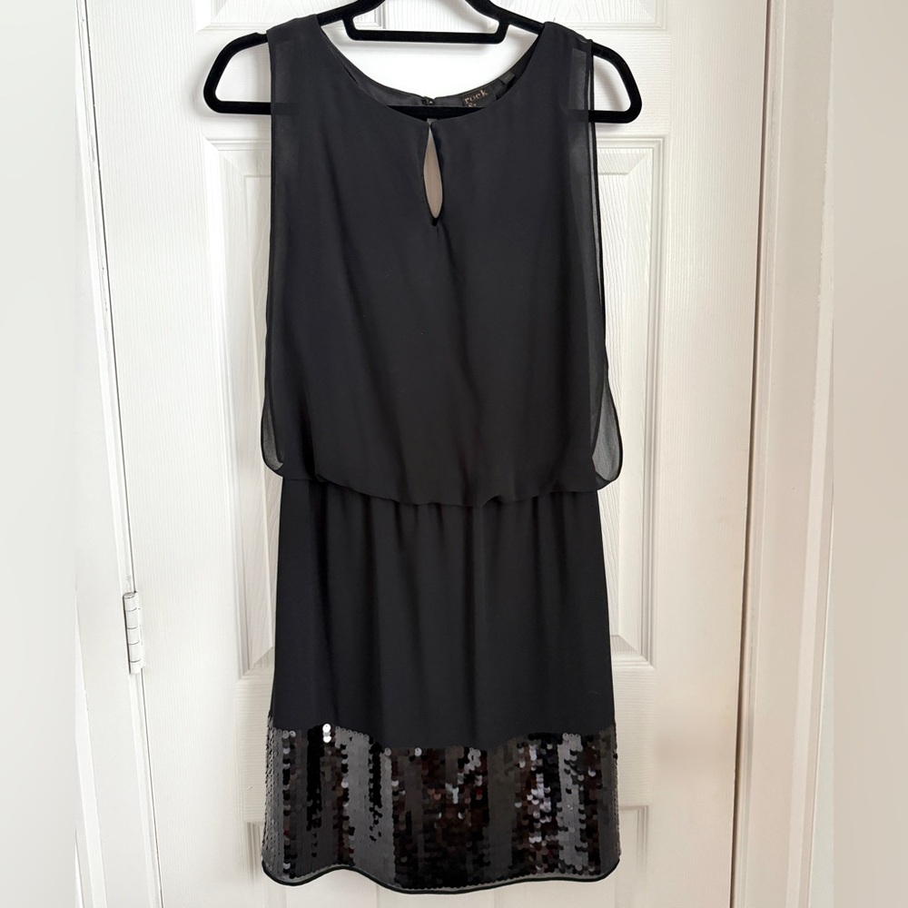 Never worn: black chiffon and sequin dress
